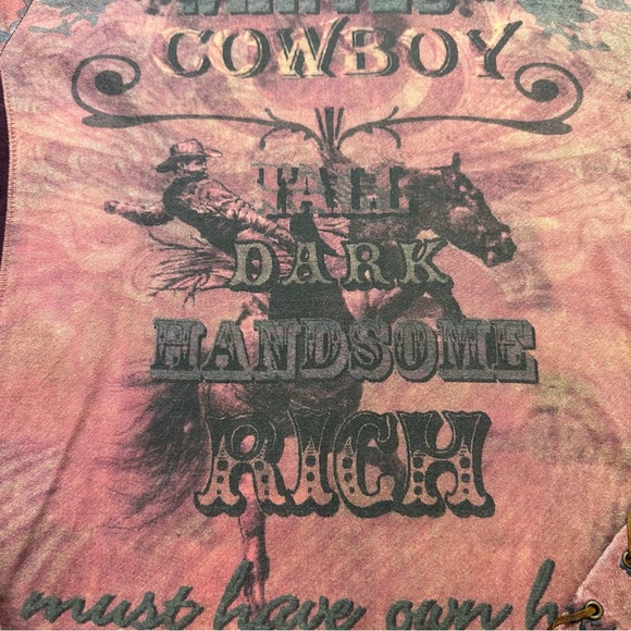 Bit & Bridle Cowboy Wanted Long Sleeve Shirt Size L - Picture 3 of 10